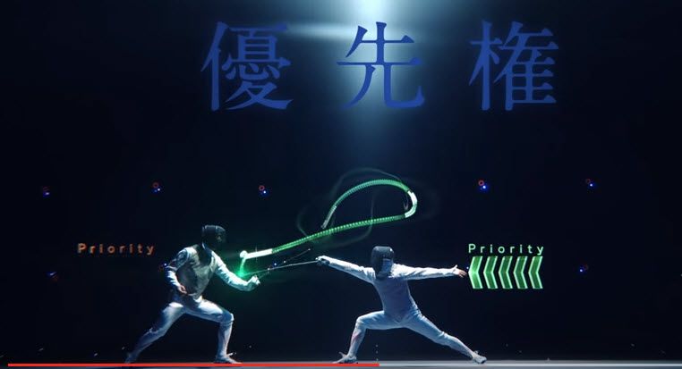 Yuki Ota demonstrating the fencing visualization system